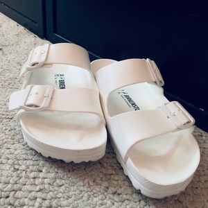 White Birkenstock arizona EVA sandals